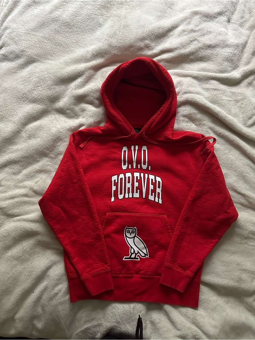 OVO Red Crewneck Sweatshirt with Owl Patch